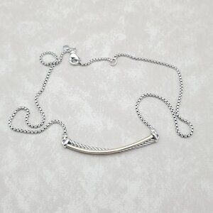 David Yurman Crossover Bar Necklace Sterling Silver with 18K Yellow Gold